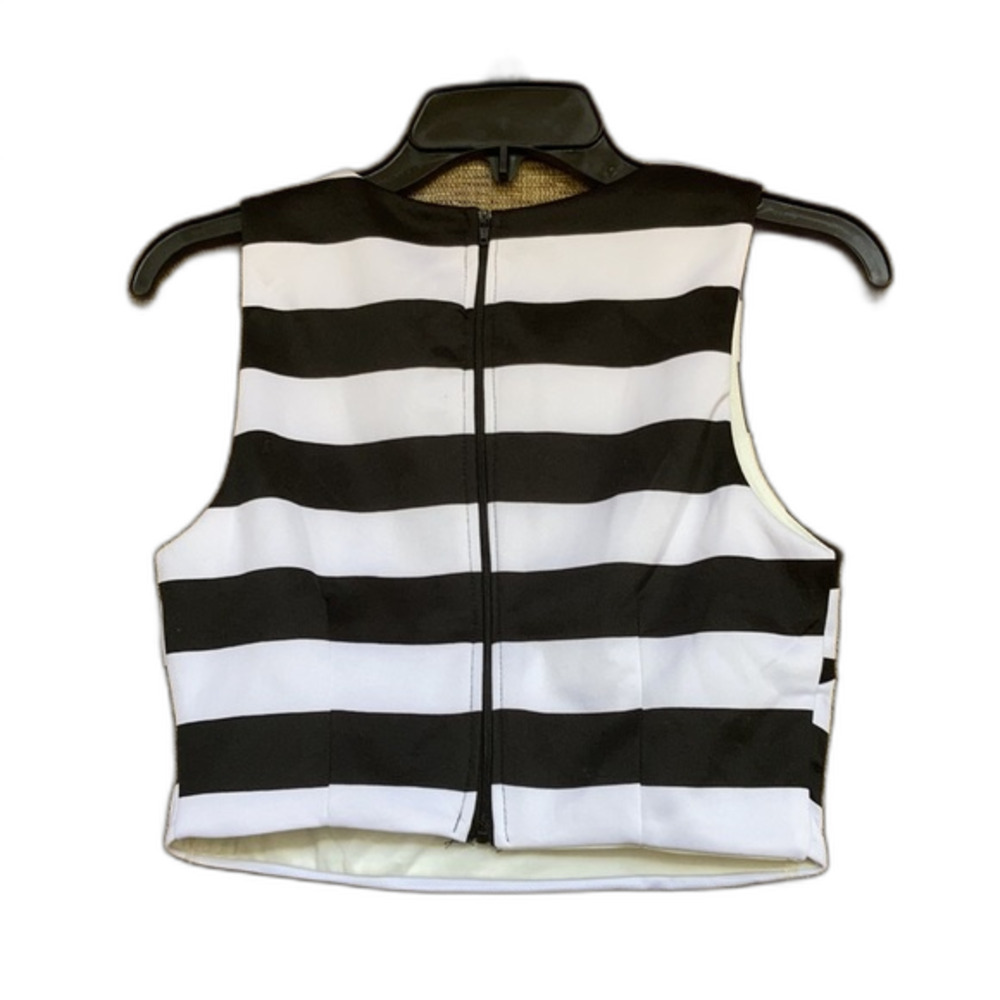 Fully lined black and white stripe crop top - Picture 3 of 4